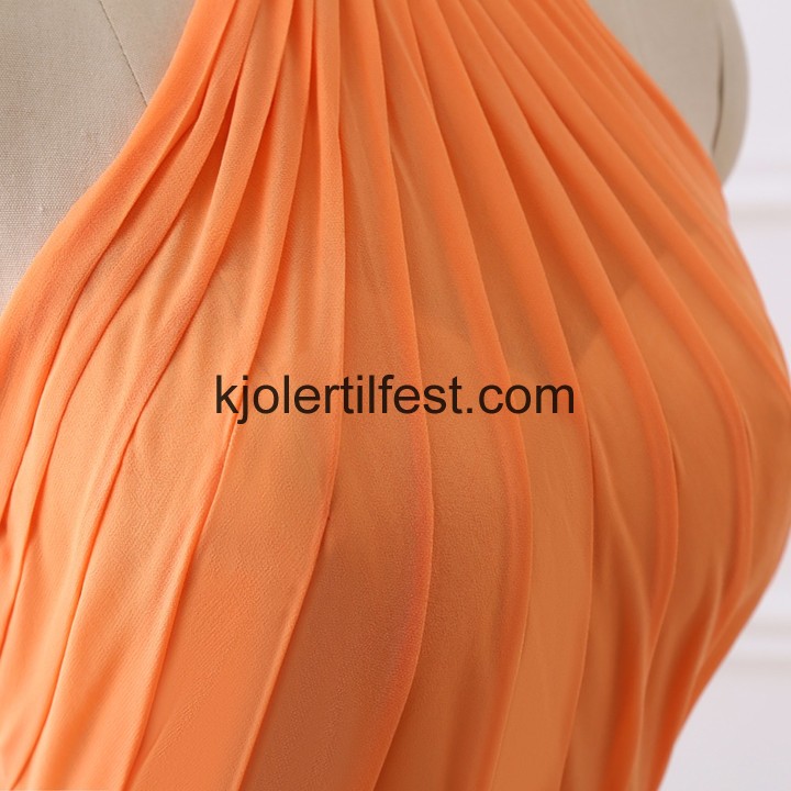 Oransje Stoppet Gulvlengde Chiffon Selskapskjoler
