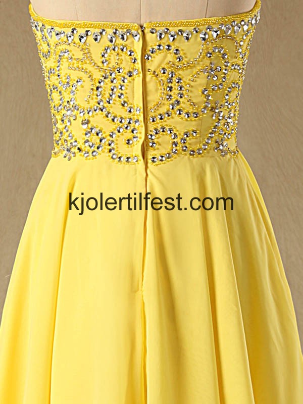 Gul Kjreste Kort/Mini Chiffon Selskapskjoler