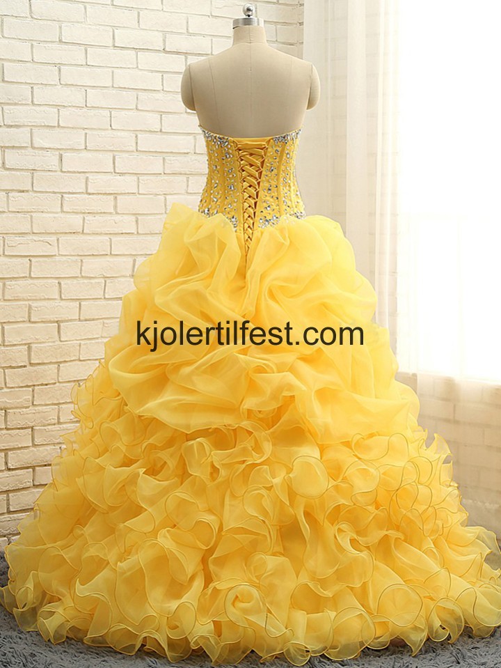 Gul Kjreste Tyll Quinceanera Kjoler