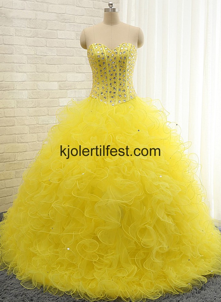 Gul Stroppels Kjreste Tyll Quinceanera Kjoler