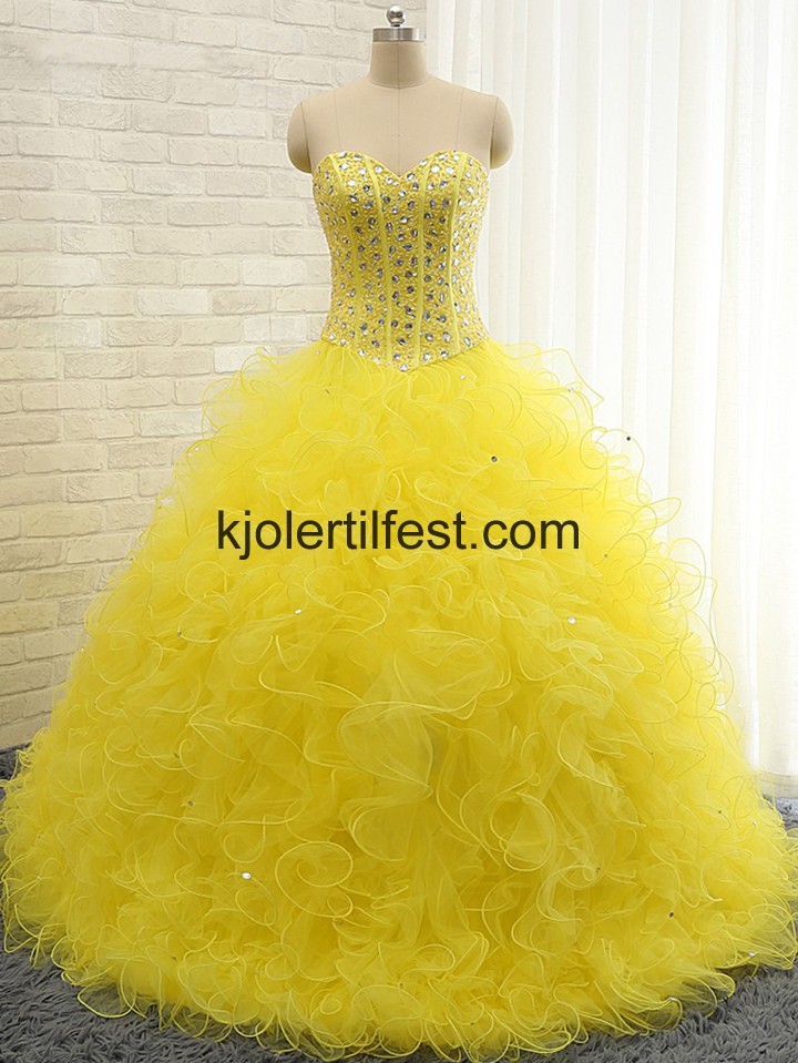 Gul Stroppels Kjreste Tyll Quinceanera Kjoler