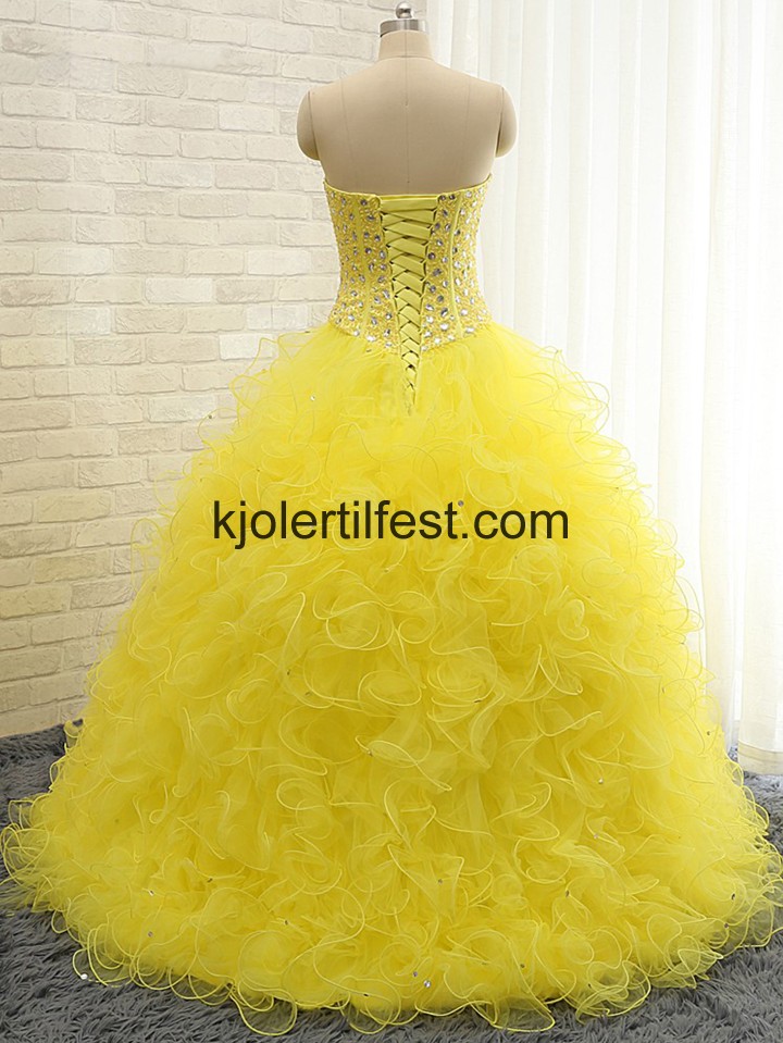 Gul Stroppels Kjreste Tyll Quinceanera Kjoler