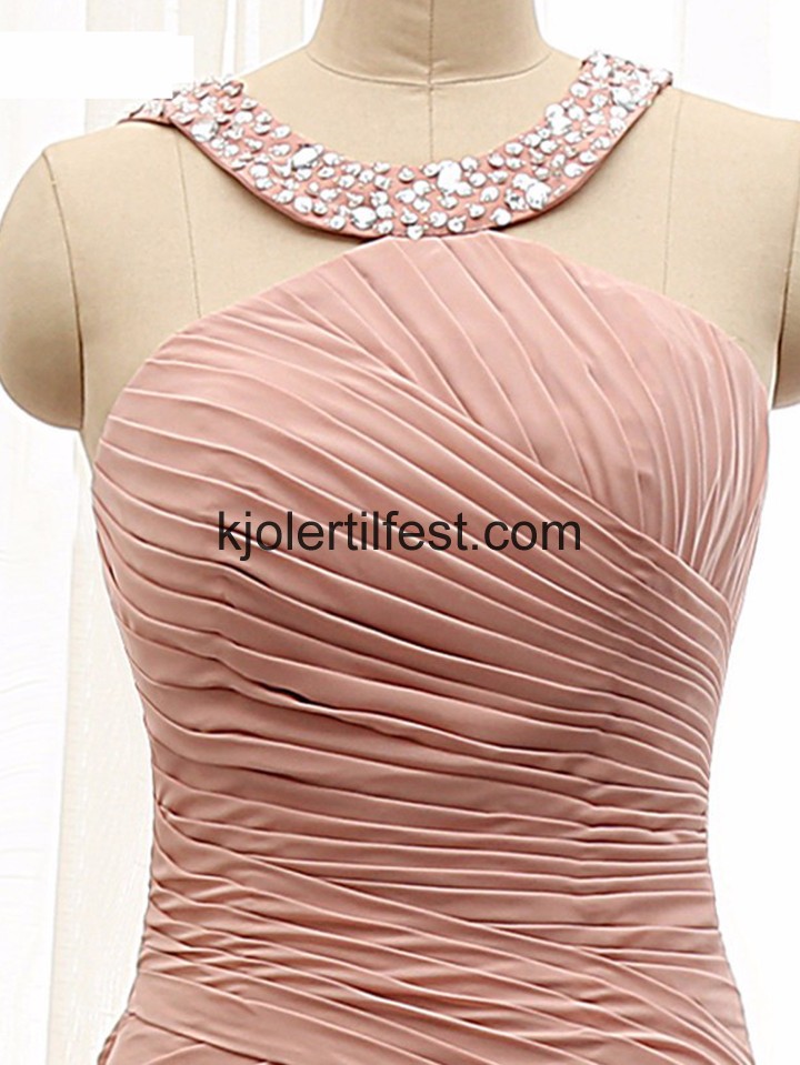 Perle Rosa Lange Chiffon Selskapskjoler