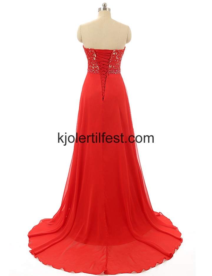 Rd A-Linje Lange Chiffon Ballkjoler