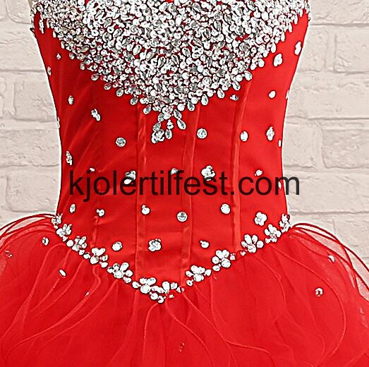 Rd Kjreste Skoleball Tyll Quinceanera Kjoler