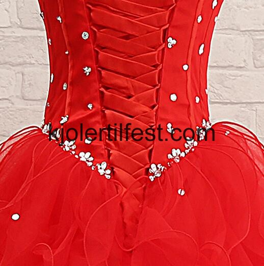 Rd Kjreste Skoleball Tyll Quinceanera Kjoler