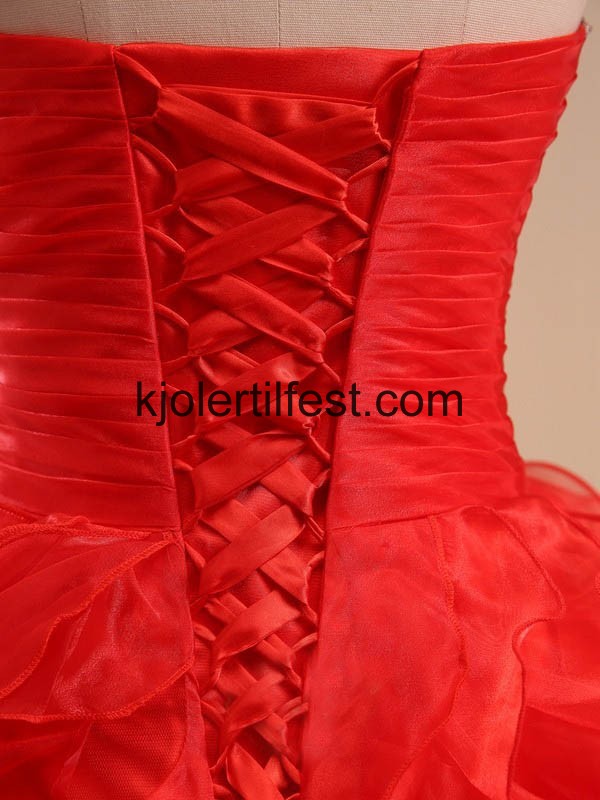 Rd Kjreste Lange Organza Quinceanera Kjoler