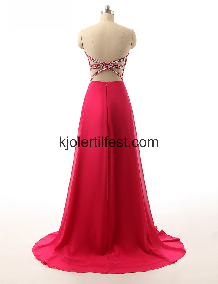 Rd Lange Kjreste Chiffon Selskapskjoler