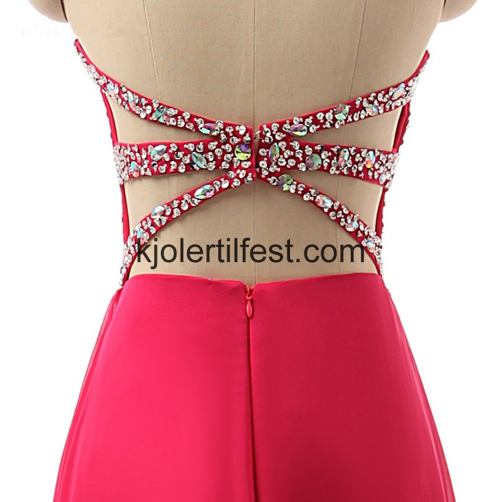 Rd Lange Kjreste Chiffon Selskapskjoler