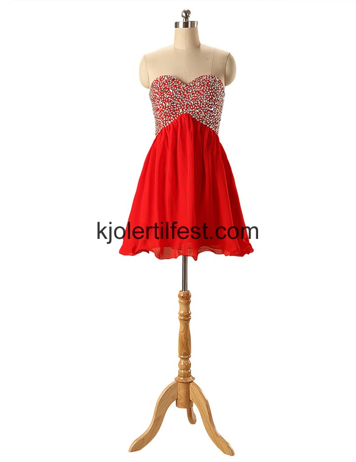 Rd Stroppels Kort Chiffon Cocktailkjoler