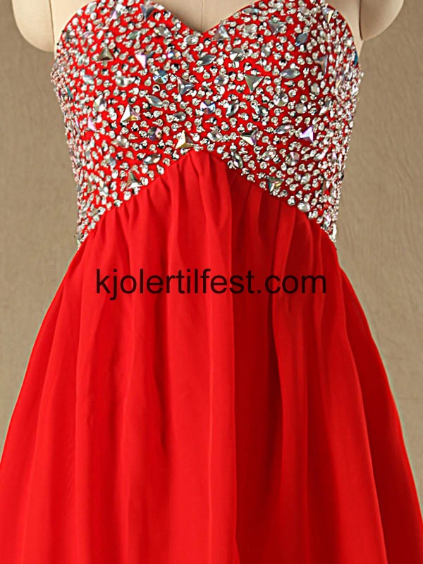 Rd Stroppels Kort Chiffon Cocktailkjoler