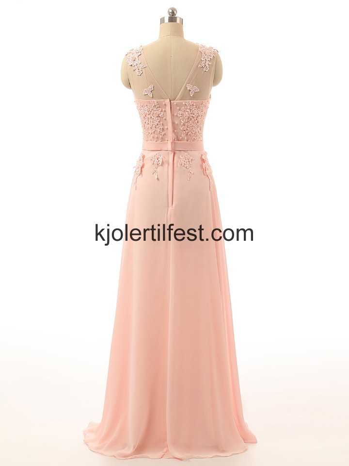 Rosa A-Linje Scoop Chiffon Selskapskjoler