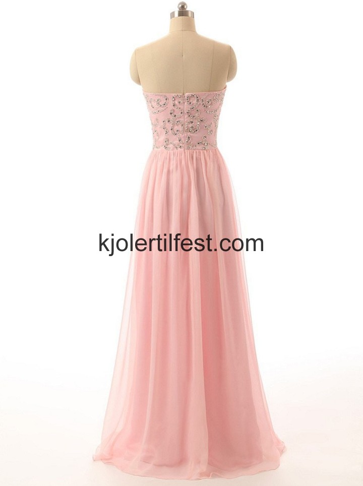 Rosa A-Linje Stroppels Lange Chiffon Ballkjoler