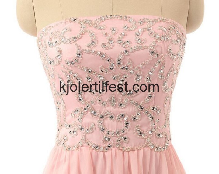 Rosa A-Linje Stroppels Lange Chiffon Ballkjoler