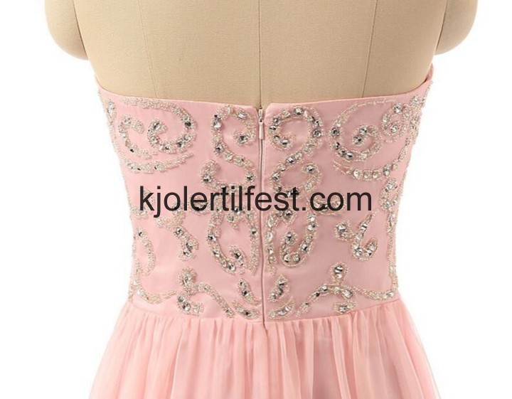 Rosa A-Linje Stroppels Lange Chiffon Ballkjoler