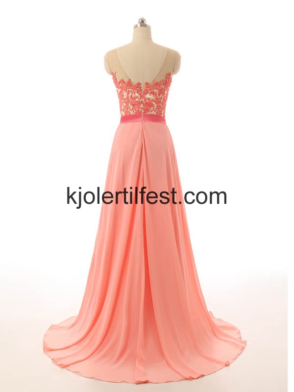 Rosa Glidels A-Linje Chiffon Ballkjoler