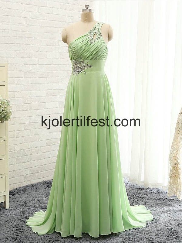 Salvie En-Skulder Lange Chiffon Selskapskjoler