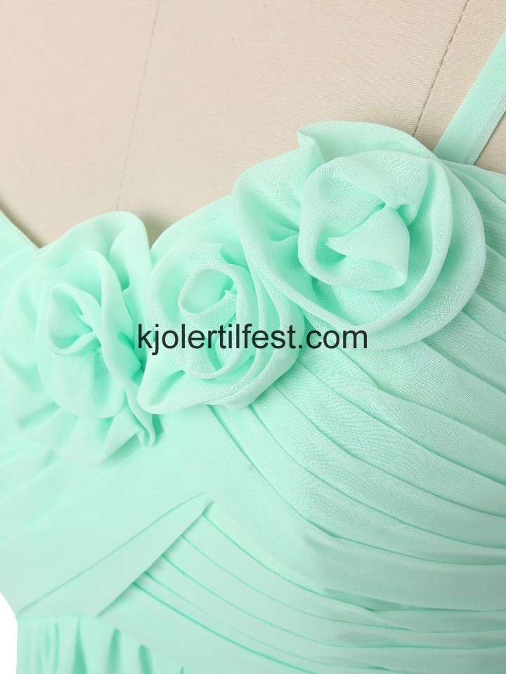 Mint Blomster Kort Chiffon Brudepikekjoler