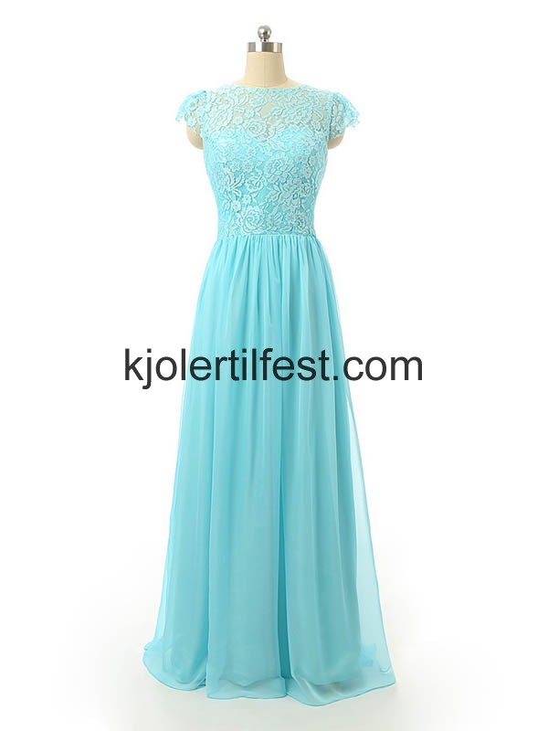 Bl Lange Blonder Chiffon Selskapskjoler