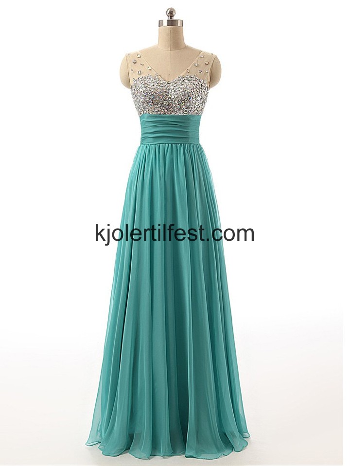 Bl V-hals Rhinestones Selskapskjoler