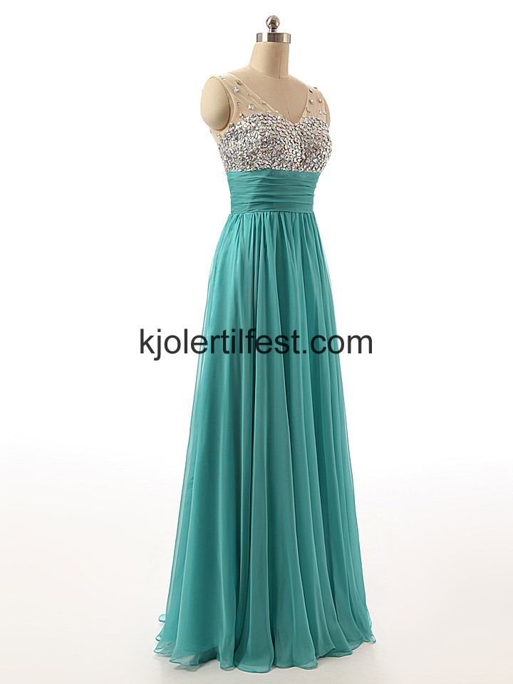 Bl V-hals Rhinestones Selskapskjoler