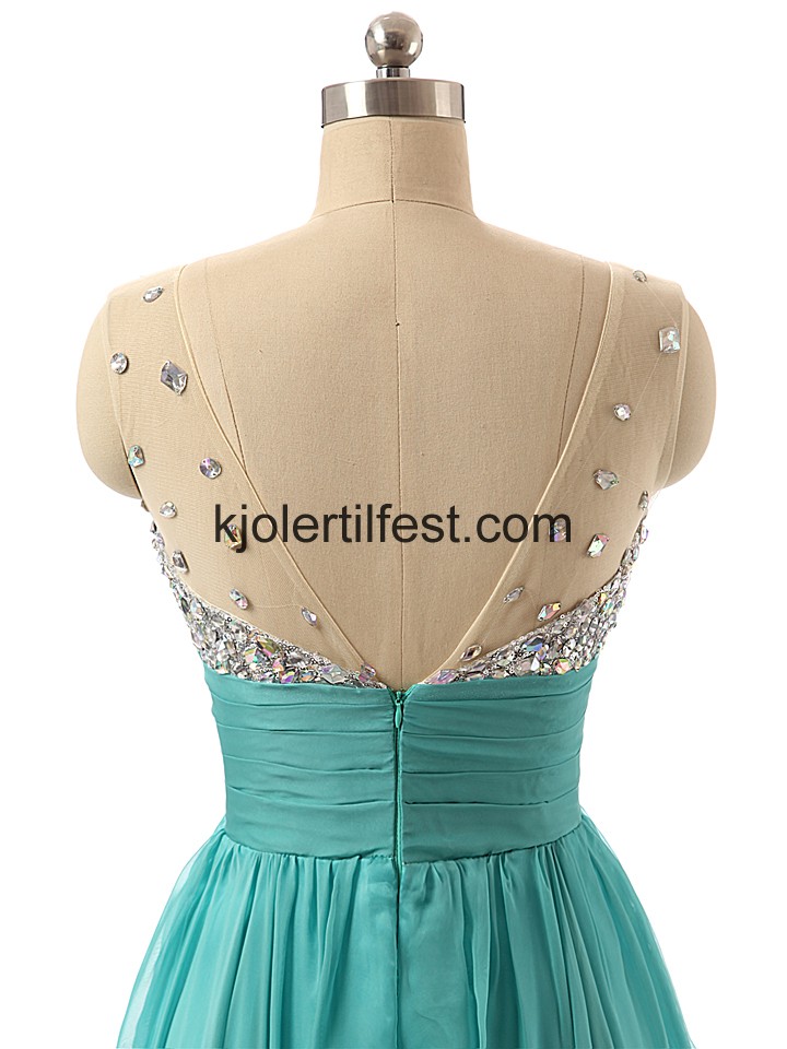 Bl V-hals Rhinestones Selskapskjoler