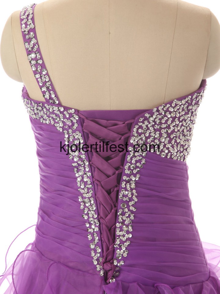 En-Skulder Perler Organza Selskapskjoler