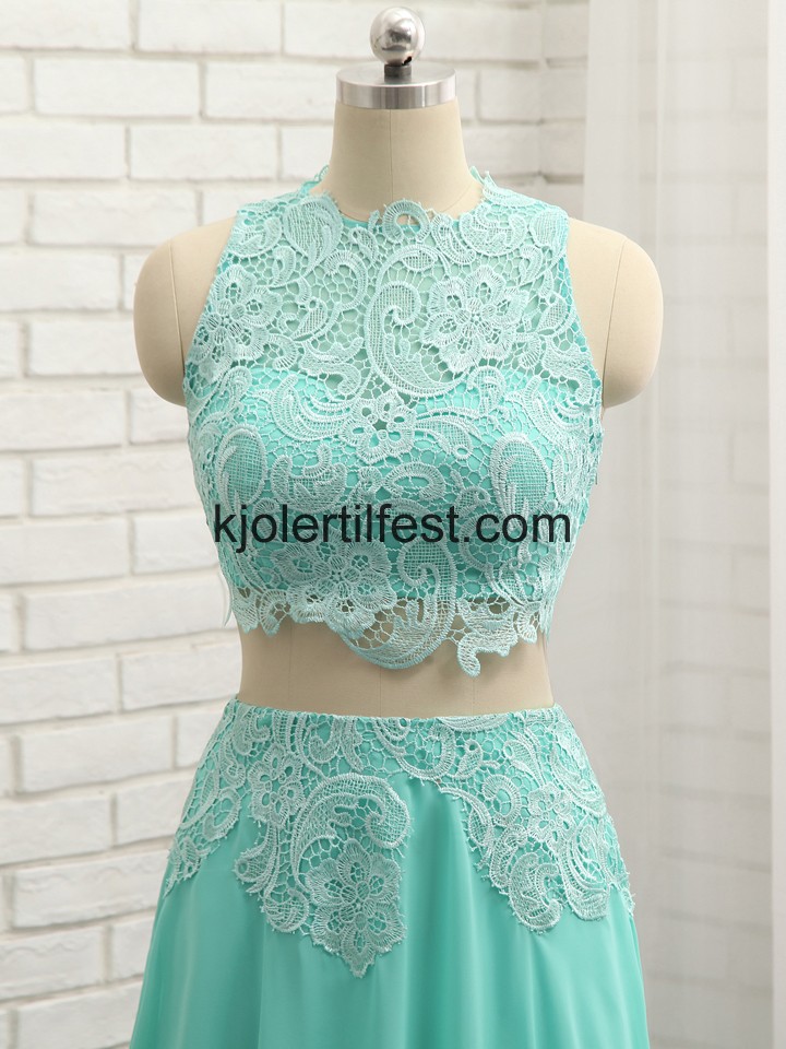 Mint A-Linje Chiffon Lange Selskapskjoler