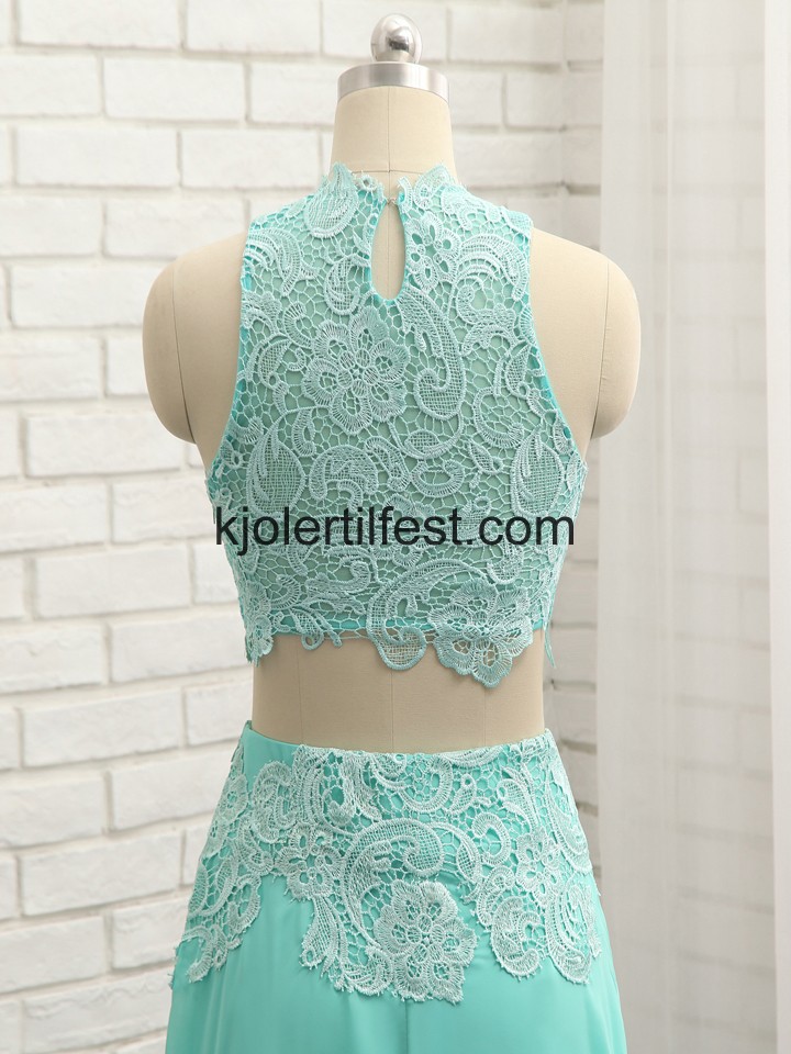 Mint A-Linje Chiffon Lange Selskapskjoler