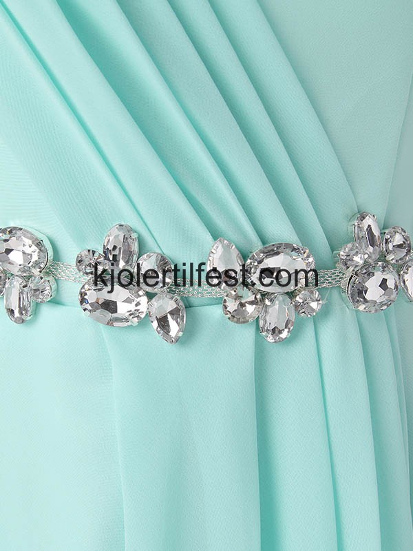 Mint En-Skulder Perler Chiffon Ballkjoler