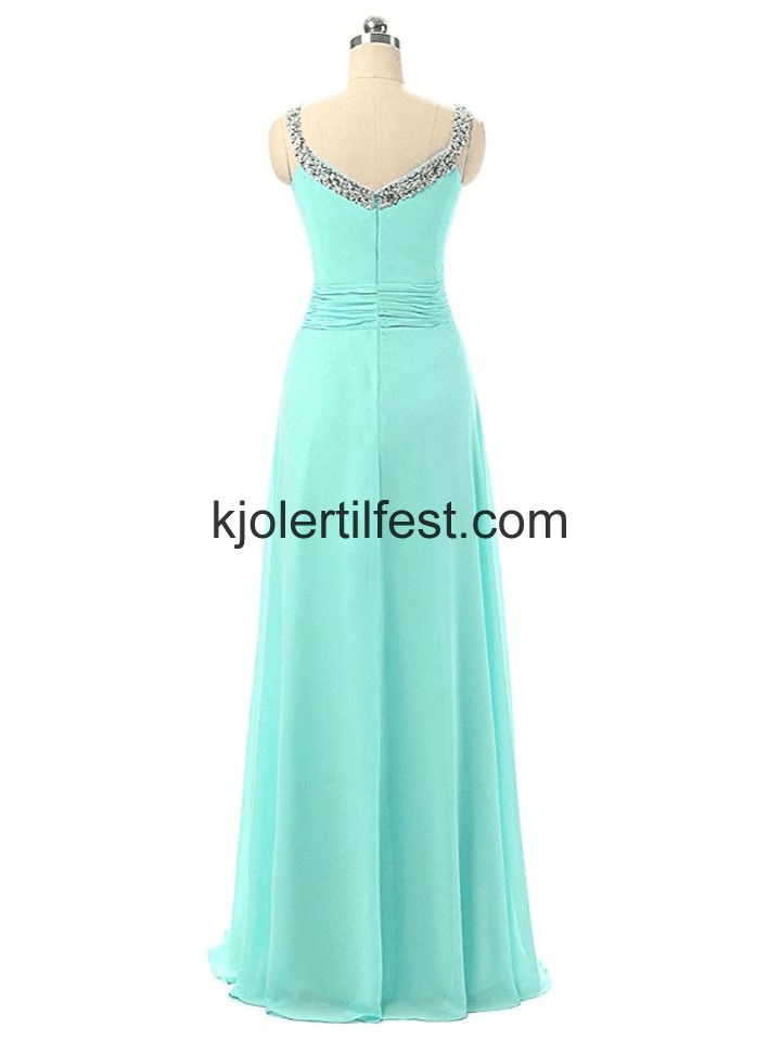 Mint V-hals Lange Chiffon Selskapskjoler