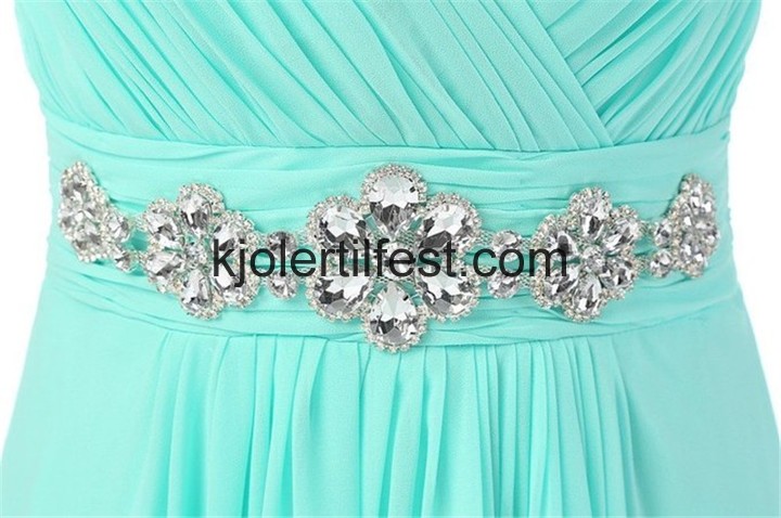 Mint V-hals Lange Chiffon Selskapskjoler