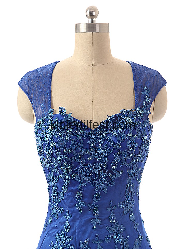 Mrk Kongebl Lange Perler Organza Selskapskjoler