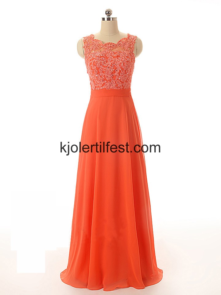 Oransje Scoop Lange Chiffon Selskapskjoler