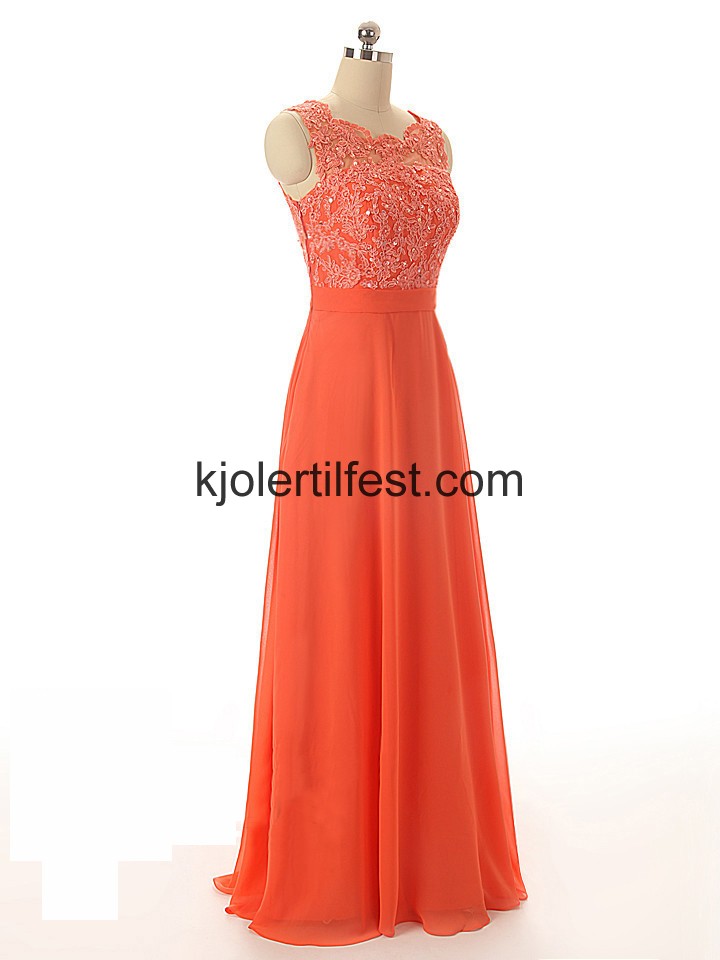 Oransje Scoop Lange Chiffon Selskapskjoler