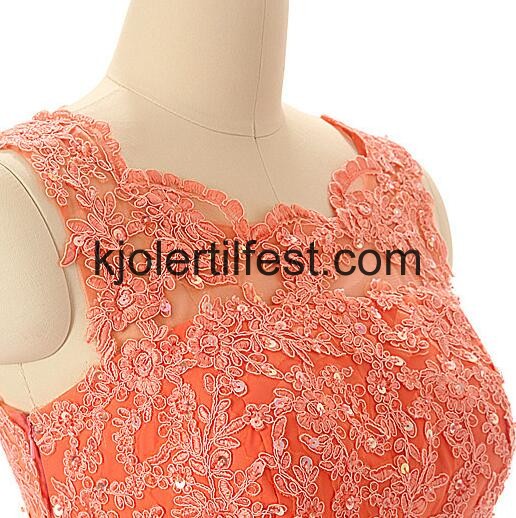 Oransje Scoop Lange Chiffon Selskapskjoler