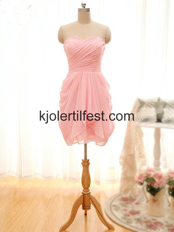 Rosa A-Linje Kort Chiffon Ballkjoler