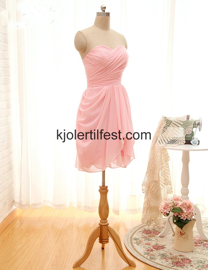 Rosa A-Linje Kort Chiffon Ballkjoler