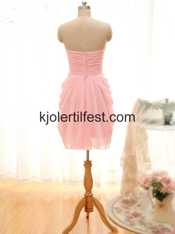 Rosa A-Linje Kort Chiffon Ballkjoler