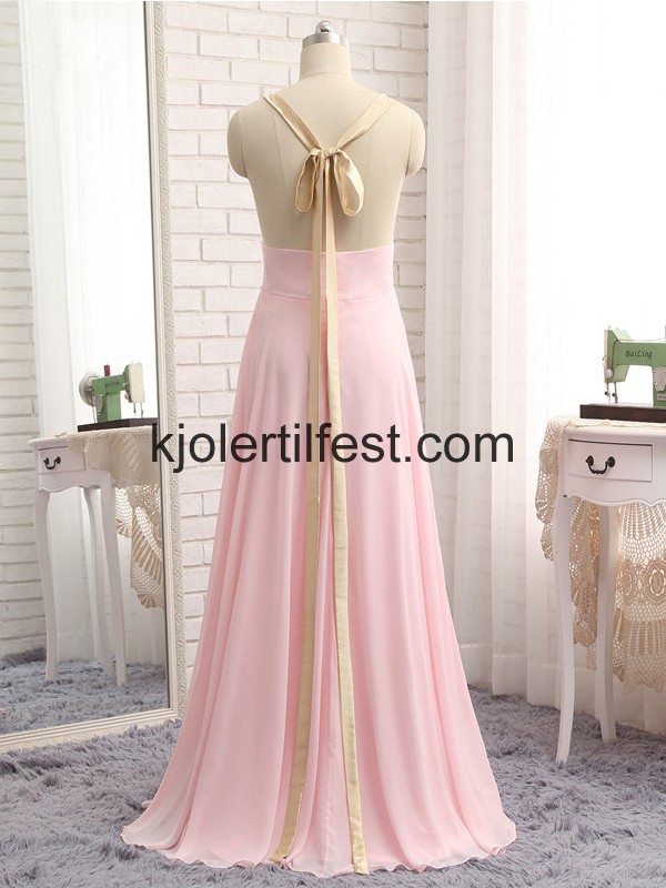 Rosa V-hals Chiffon Selskapskjoler