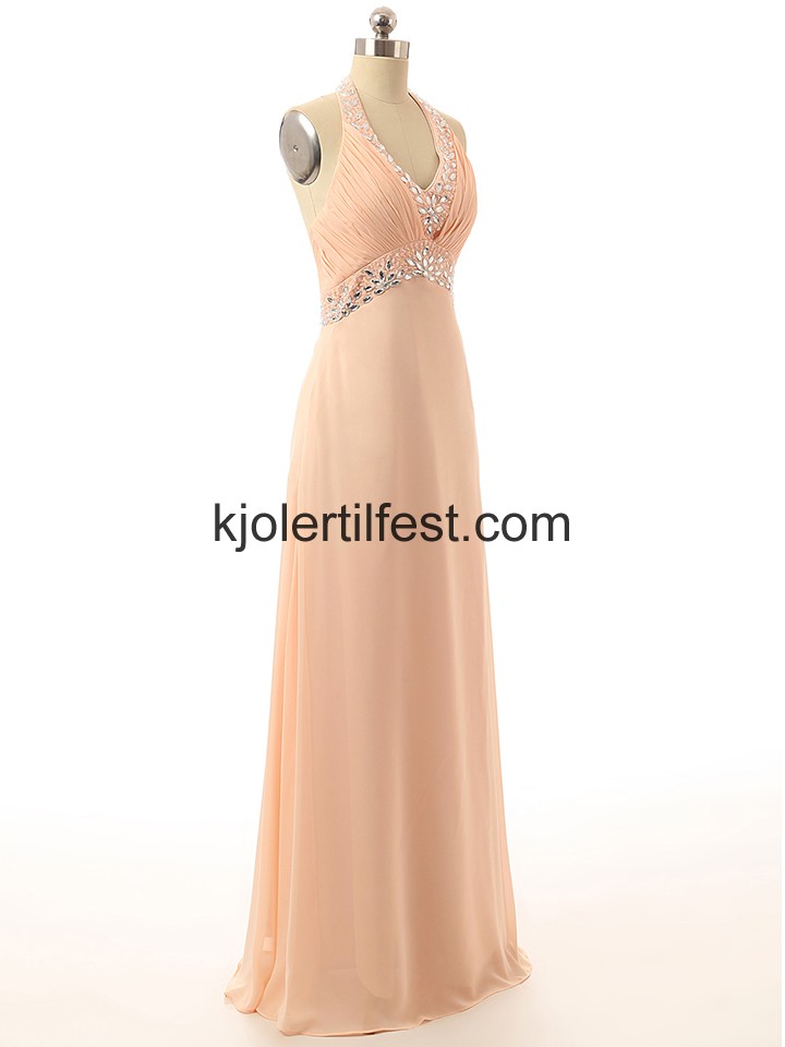 Stoppet A-Linje Perler Chiffon Ballkjoler