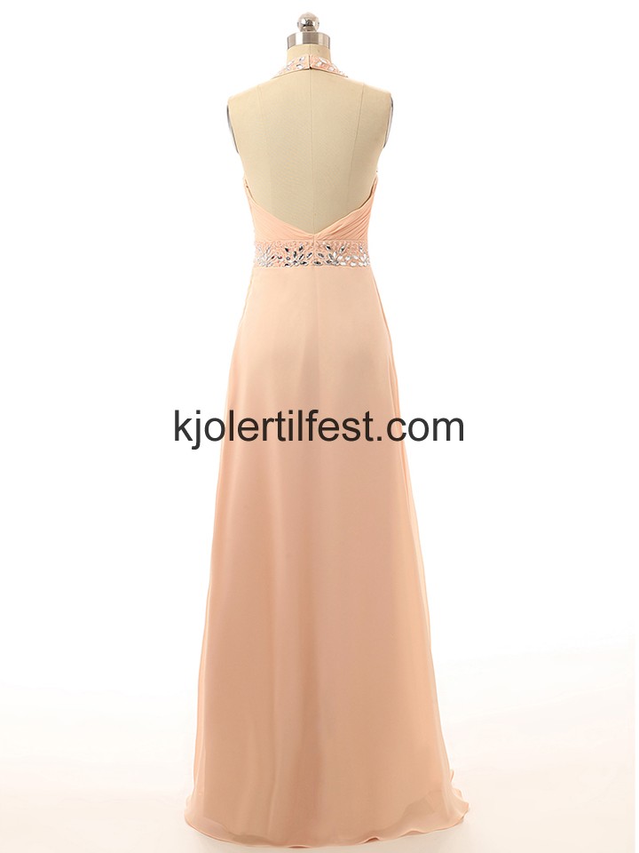 Stoppet A-Linje Perler Chiffon Ballkjoler