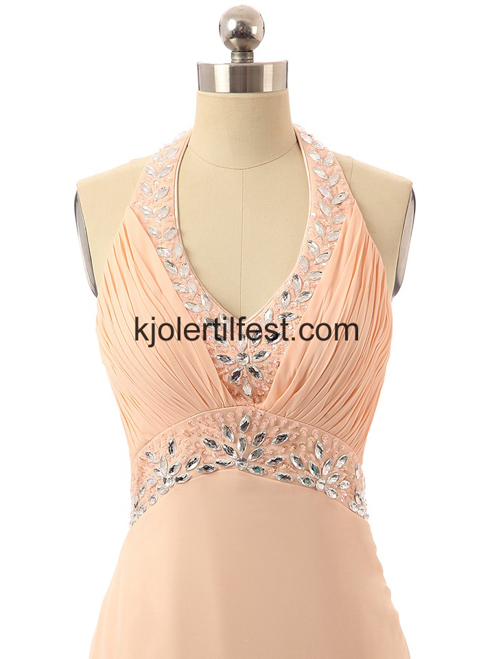 Stoppet A-Linje Perler Chiffon Ballkjoler