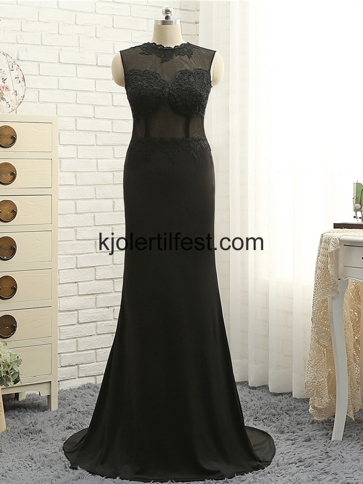 Svart Havfrue Scoop Chiffon Ballkjoler