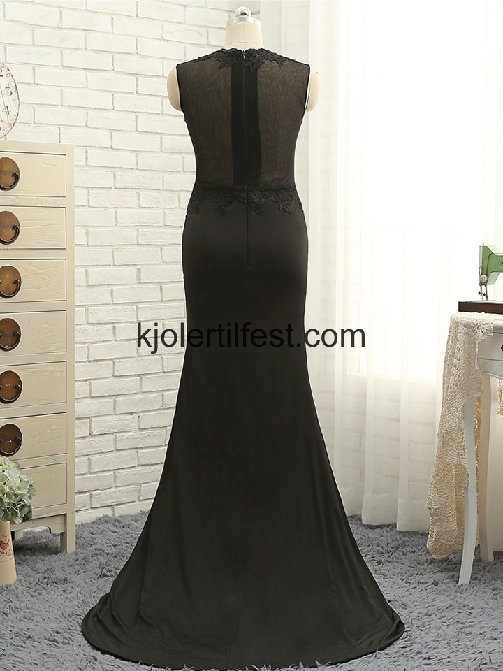 Svart Havfrue Scoop Chiffon Ballkjoler