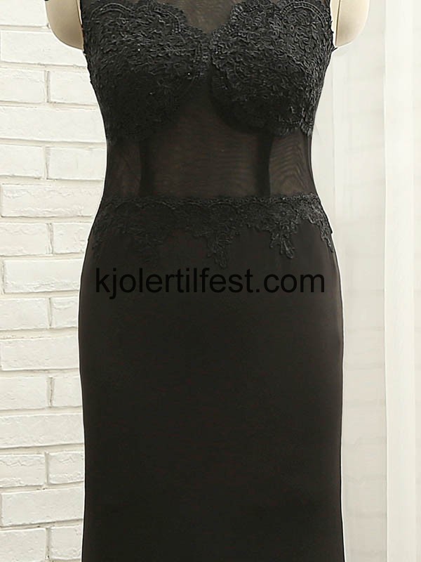 Svart Havfrue Scoop Chiffon Ballkjoler