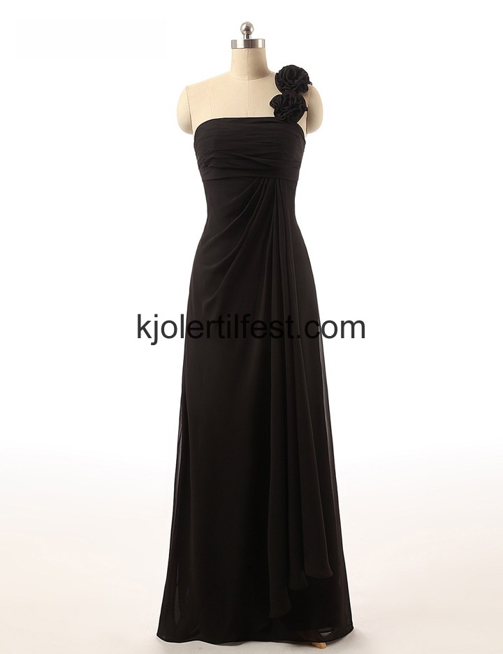 Svart A-Linje Chiffon Lange Blomster Ballkjoler