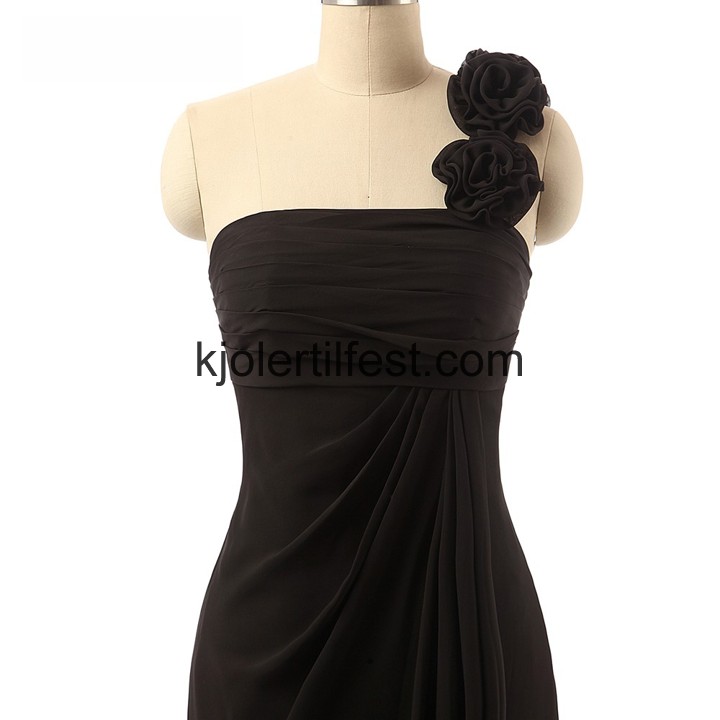 Svart A-Linje Chiffon Lange Blomster Ballkjoler