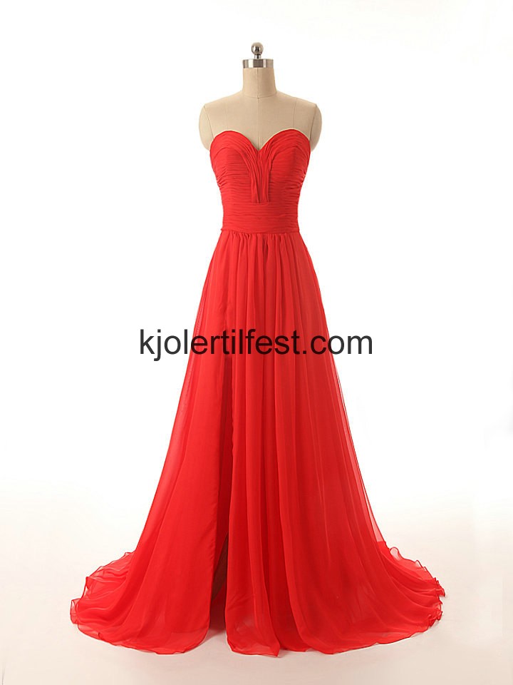 Rd Kjreste Lange Chiffon Selskapskjoler