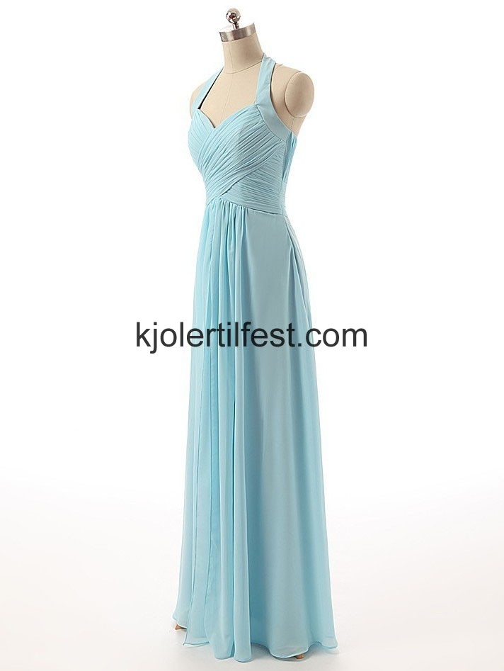 Himmelbl Stoppet Lange Chiffon Ballkjoler